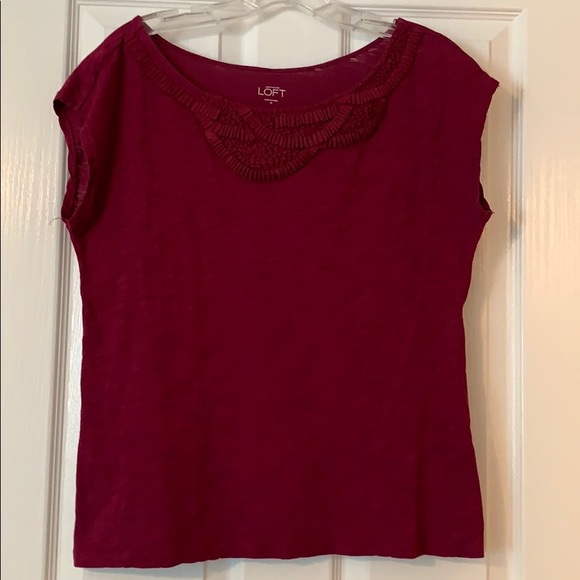 Ann Taylor Loft plum colored cotton tee - Picture 1 of 4